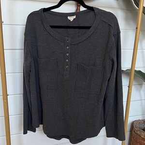 POL Charcoal Long Sleeve Top